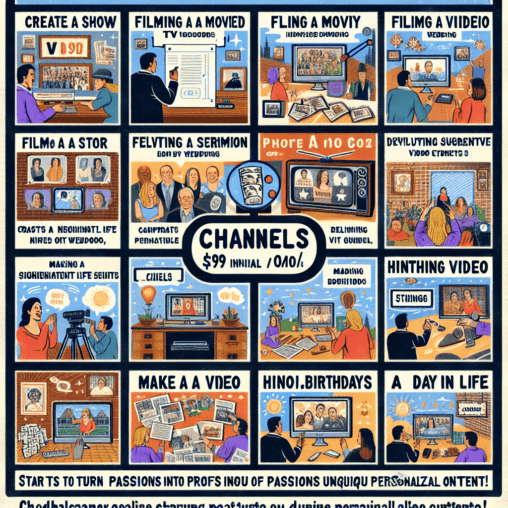 "Create your first video for Channels.biz! Whether it’s a TV show, movie, play, blog, story, poem, sermon, how-to video, fix-it guide, wedding, funeral, holiday event, birthday celebration, or just a glimpse into your daily life, the world is waiting to see your creativity shine. With Channels.biz, you can build your own personal channel and share your unique content globally. Get started for as little as $99 down and $10/month—turn your passions into profits and connect with audiences everywhere. What will you create today? Let Channels.biz help you bring your vision to life!" Don't forget to add hashtags in the rights location and make all of the headlines bowled.